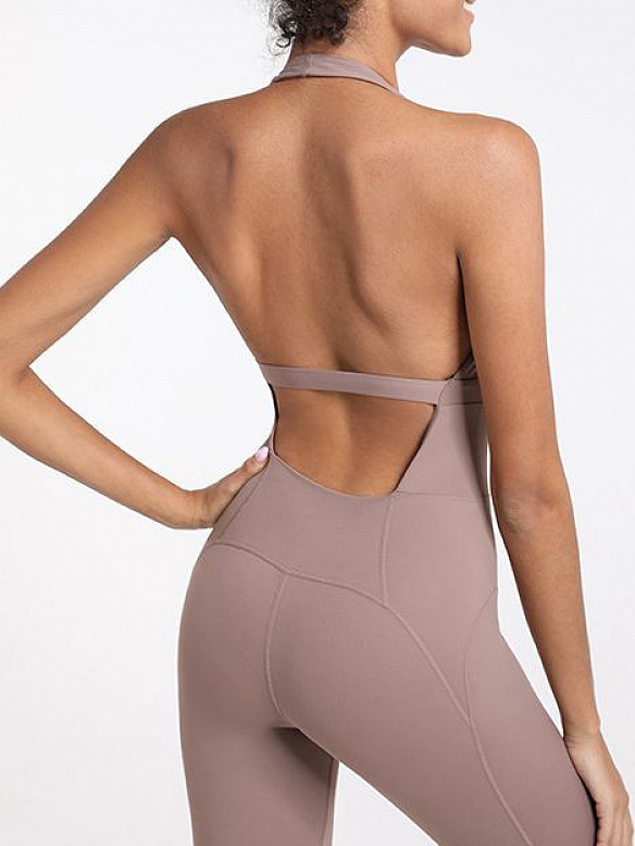 Damen Sexy Einteilige Neckholder Rückenfrei Sportswear  ST136