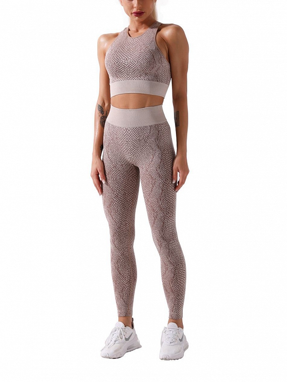 Damen Serpentin Sportanzüge Set High Waist Outfit ST139