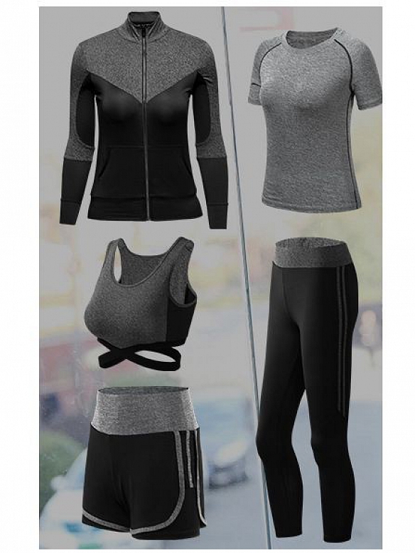 Yoga Kleidung Anzug 5er-Set Trainingsanzug Laufbekleidung Gym Fitness Kleidung ST098