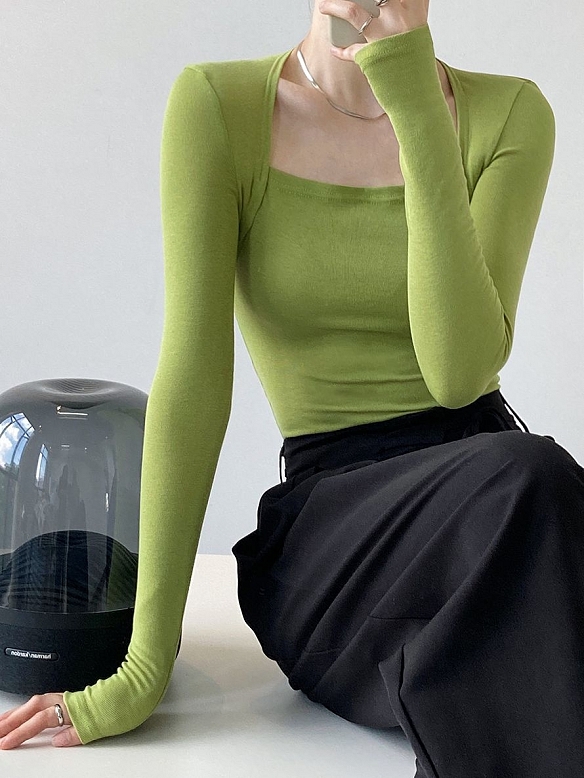 Schlankes und schlankes falsches zweiteiliges Oberteil FT241