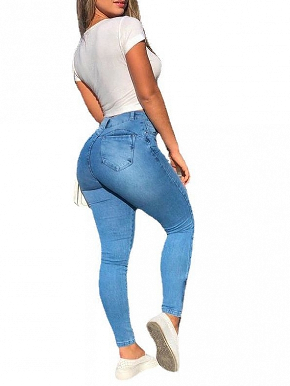 Mode Frauen Denim Arbeitskleidung Kalb Hosen HS948