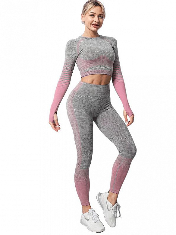 Gestreifter gestrickter Sportanzug ST246