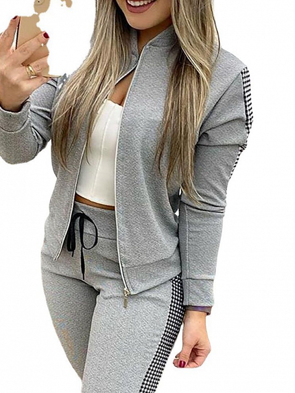 Athleisure Reißverschluss-Patchwork-Kombi　ST22７