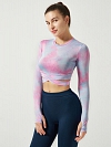 Langärmeliges Tie-Dye Yoga-Kleid mit offenem Ausschnitt FT248