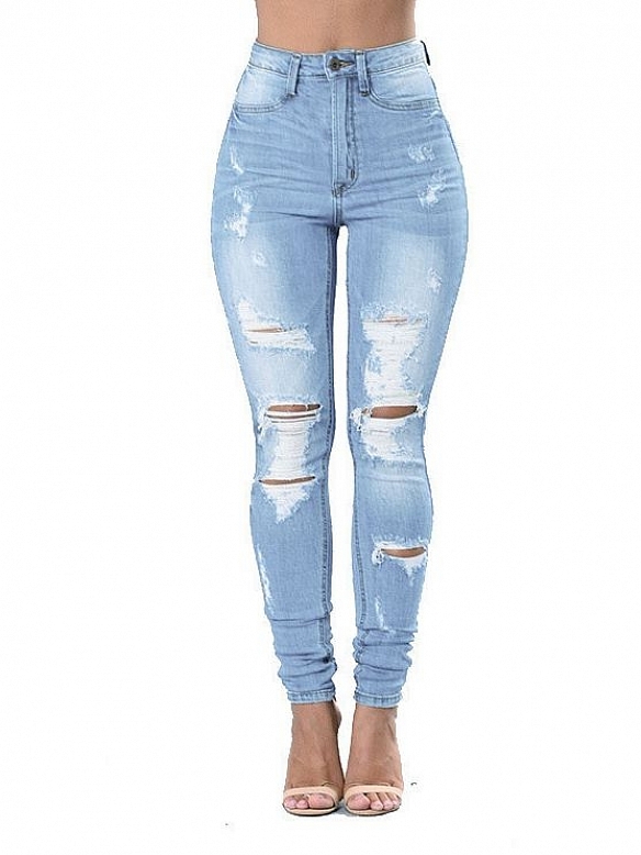 Dehnbare skinny Bettlerjeans für Frauen HS915