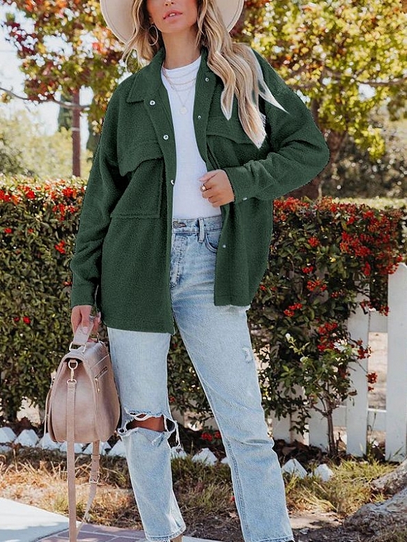 Winter Revers und Tasten Temperament und vielseitige Tweed-Jacke Frauen FT286