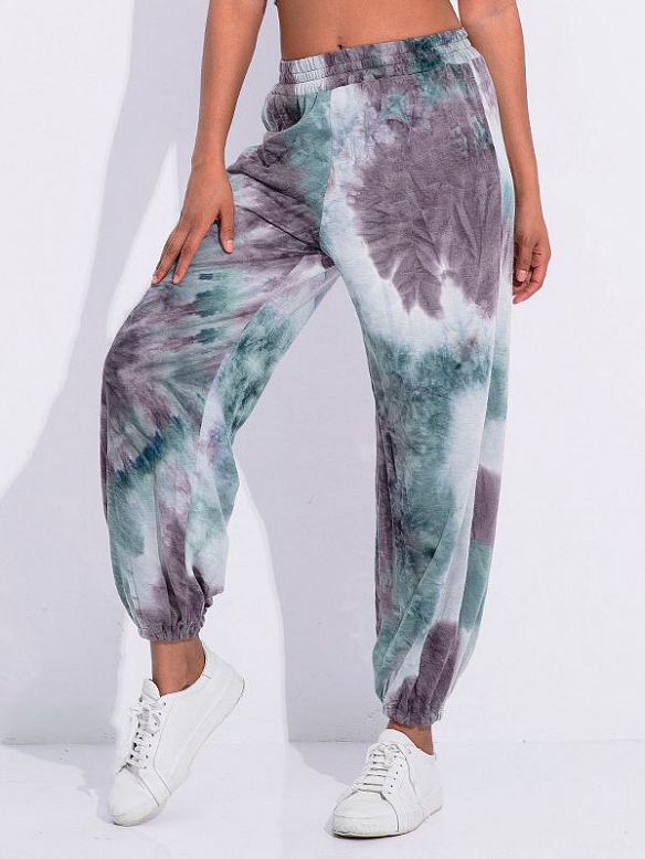 Damen Tie dye Yogahose mit Taschen HS550