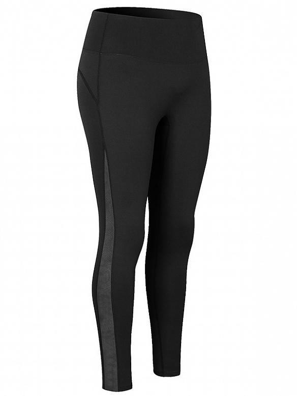 Damen Trainingsanzug Lange Mesh Leggings Yogahose Sorthose mit Tasche HS627