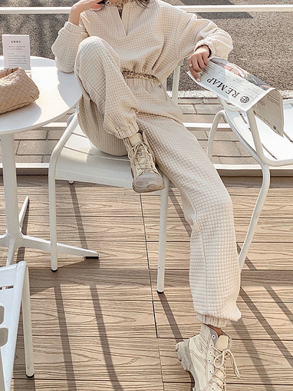 Damen Waffel Freizeitanzug Set ST191