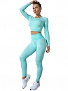 Hohe Taille Tummy Tuck Yoga Hose offener Hals Sport Set ST269