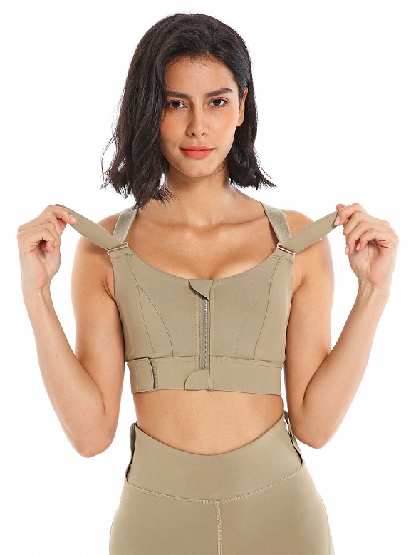 Damen Vorderverschluss Starker Halt Sport BH Große Brüste Verstellbar  FT219