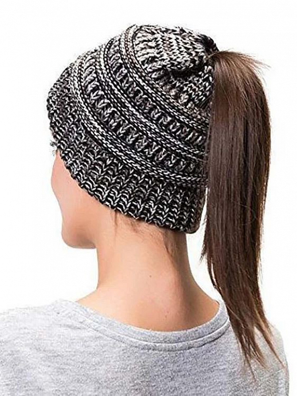 Damen Gestrickt verdicken Hut Mit Zöpfen Loch Loop  AS007