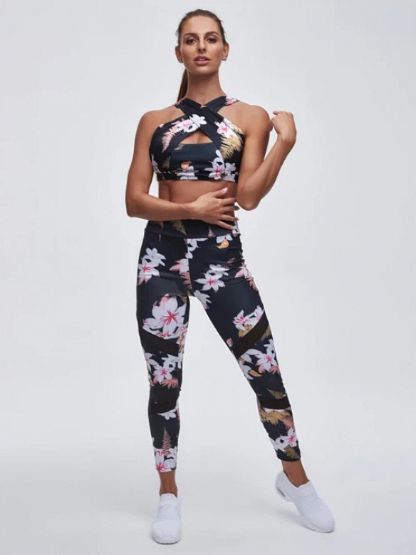 Damen Yoga-Set mit Blumendruck ST058