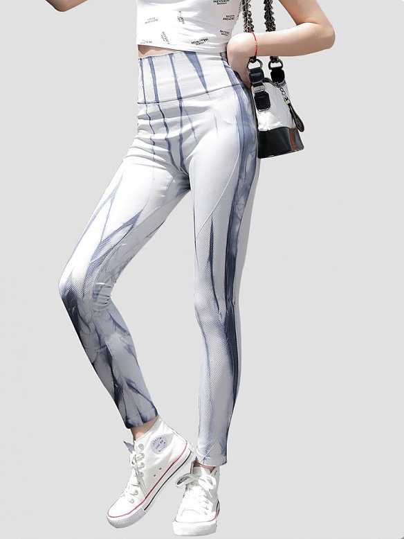 Bedruckte Trainingshose mit hoher Taille und Batikmuster HS820