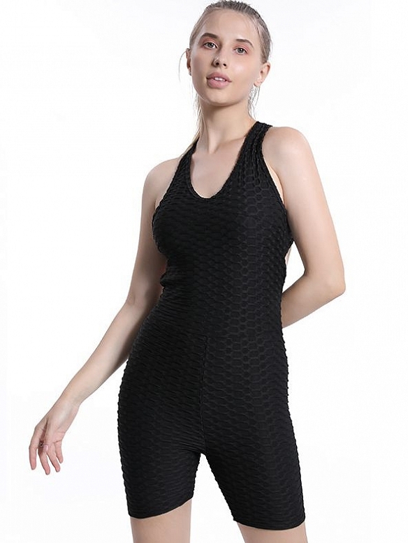 Einteilige Jacquard-Blasen-Yogahose HS890