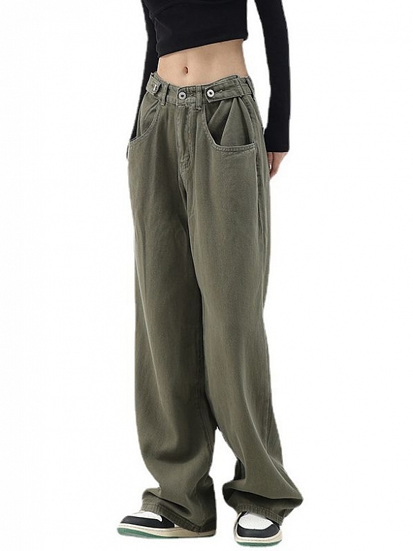 Hose mit mittlerer Taille und weitem Bein HS967