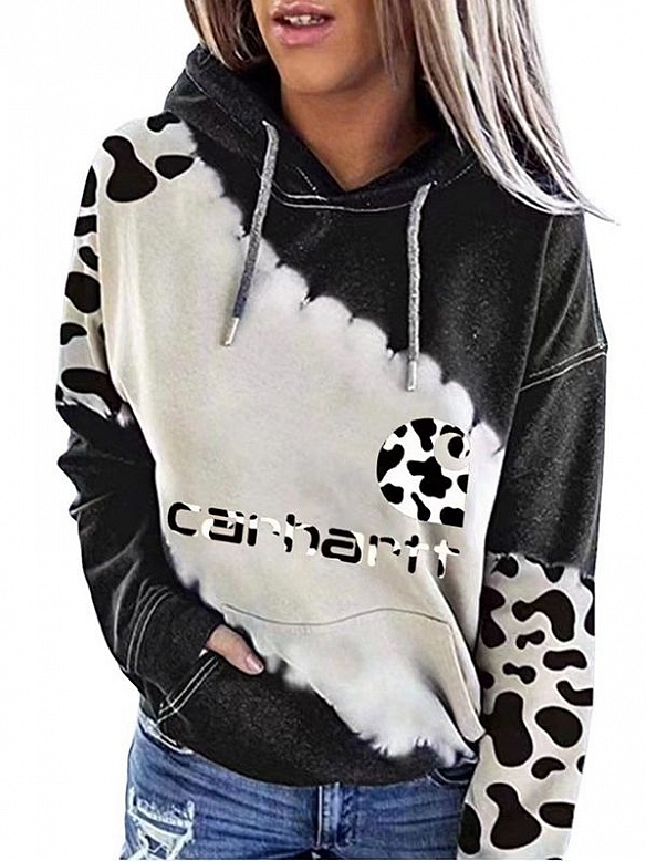 Bedrucktes Langarm-Kapuzenpullover-Sweatshirt FT285