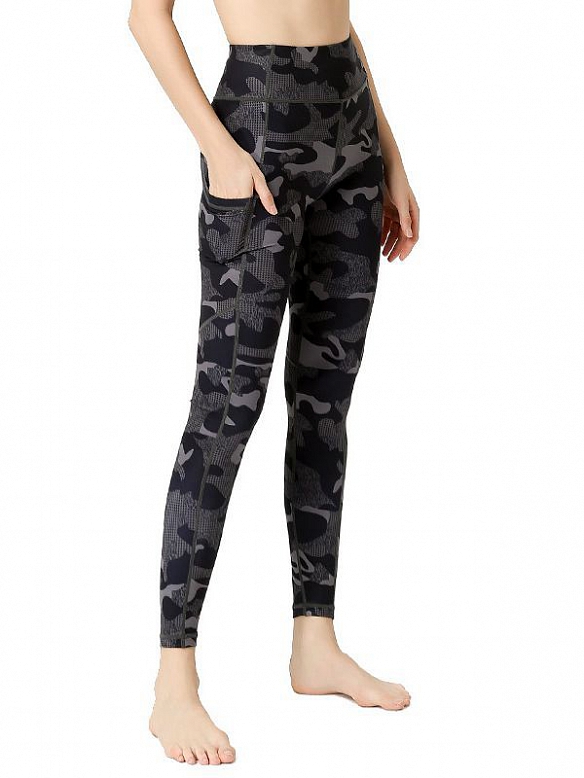 Damen Trainingsanzug Camouflage Sporthose Leggings mit Taschen HS390