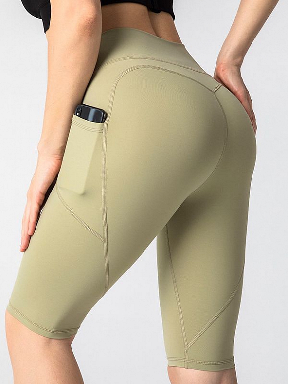Damen Kurze Leggings mit Taschen HS308