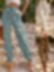 Unifarbene Hose mit hoher Taille und Kordelzug HS971