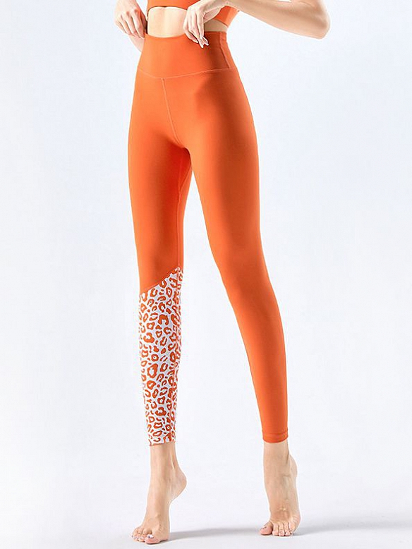 Hochtaillierte, hüftbetonte, schnell trocknende, eng anliegende, bedruckte Colour-Blocking-Hose HS694