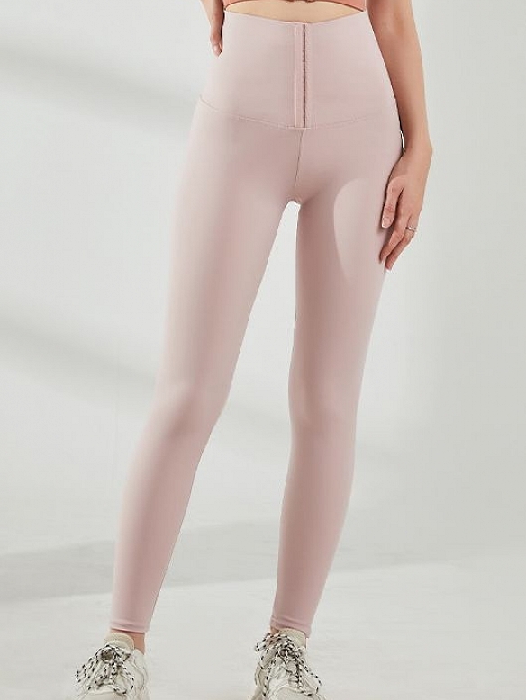 Unifarbene Yoga-Hose mit Knopfverschluss HS937