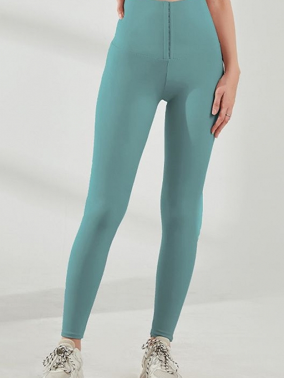 Unifarbene Yoga-Hose mit Knopfverschluss HS937