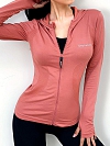 Damen Langarm Sporttop Sportshirt mit Hut FT180