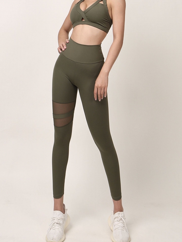 Hohe Taille laufen äußeren Boden Patchwork Yoga-Hose HS805