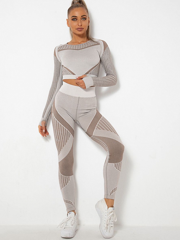 Nahtlos ausgeschnittenes, feuchtigkeitstransportierendes Yoga-Langarmset  ST222