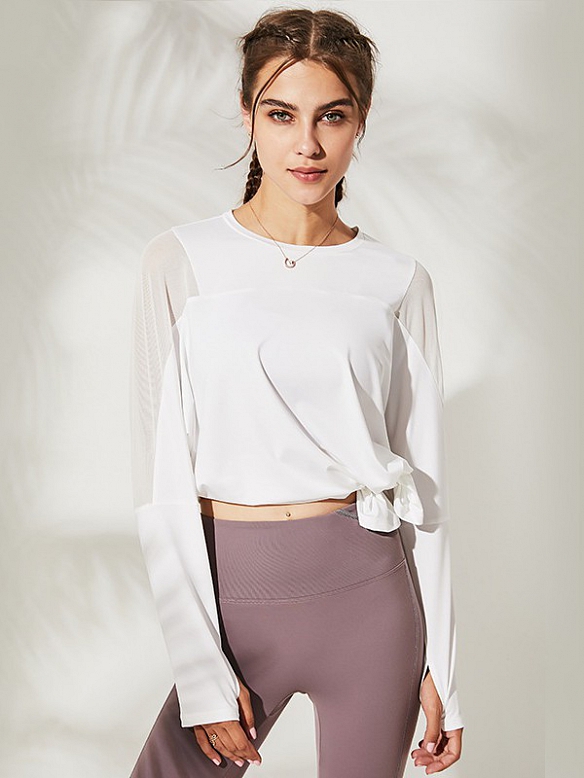 Damen Langärmliges Sport Shirt mit Mesh FT086