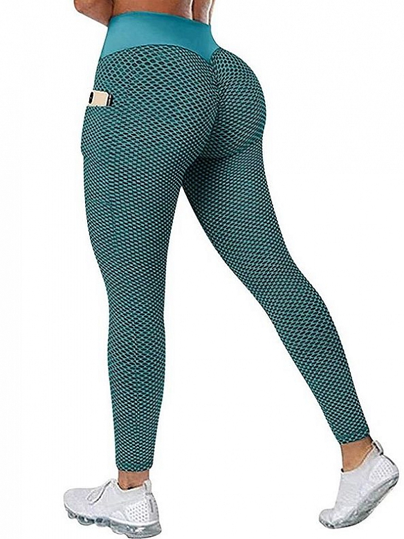 Hip Lift Taschen Honeycomb hohe Taille Plus Größe Yoga-Hosen Casual Fitness HS685