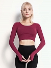 Fitness Langarm Oberteil Top Crop Top FT014