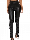 Skinny plissierte PU-Lederhose HS835