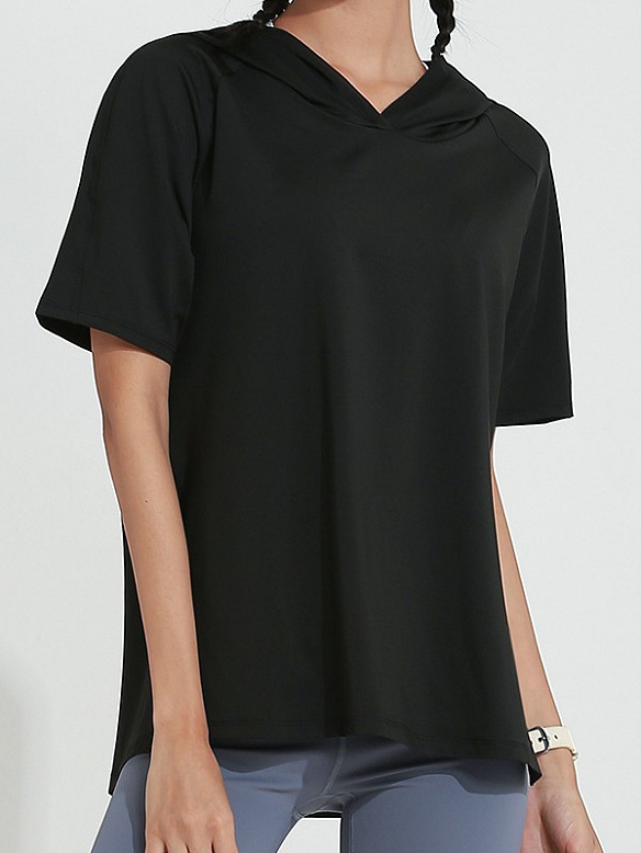 Damen Kurzärmliges Sport Kapuzenshirt FT091