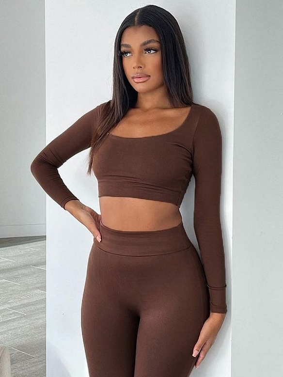 High-waisted skinny trousers two-piece suit for women ST314