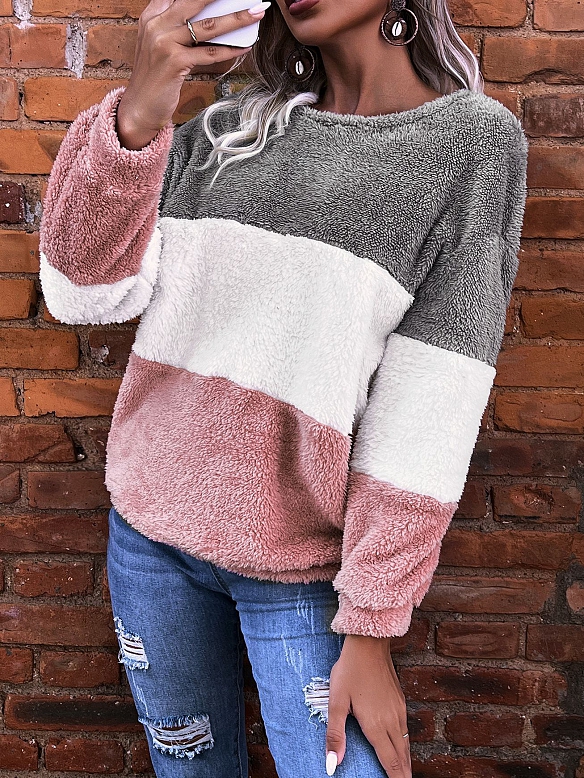 Pullover aus Flanell mit Rundhalsausschnitt für Frauen FT238