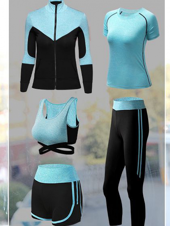 Yoga Kleidung Anzug 5er-Set Trainingsanzug Laufbekleidung Gym Fitness Kleidung ST098