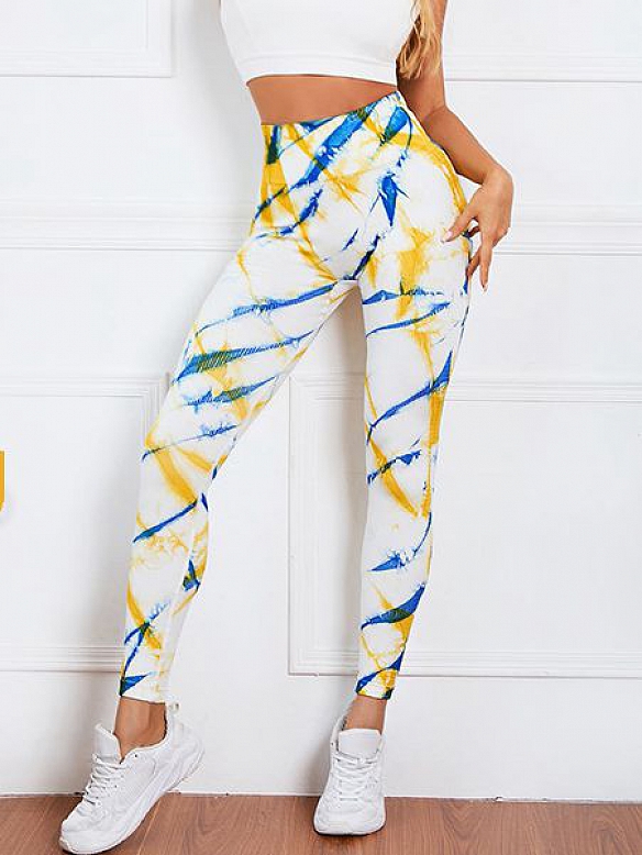 Tie-Dye Krawatte Druck hohe Taille hüftstraffende Übung und Fitness-Hose HS717