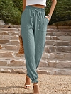 Unifarbene Hose mit hoher Taille und Kordelzug HS971