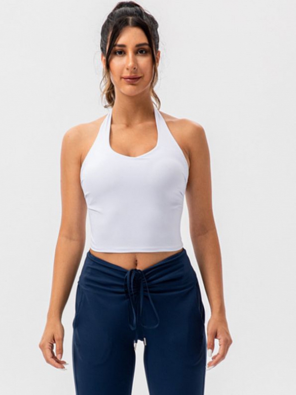 Hängender Hals Sportunterwäsche für Frauen mit Brustpolster zurück Yoga-Tank-Top FT252