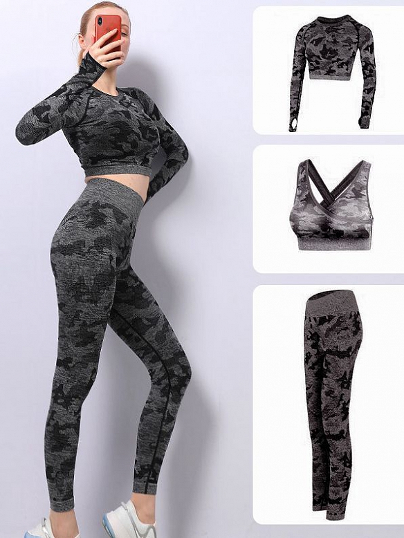Tarnfarbenes Yoga-Bekleidungs-Fitness-Set   ST229