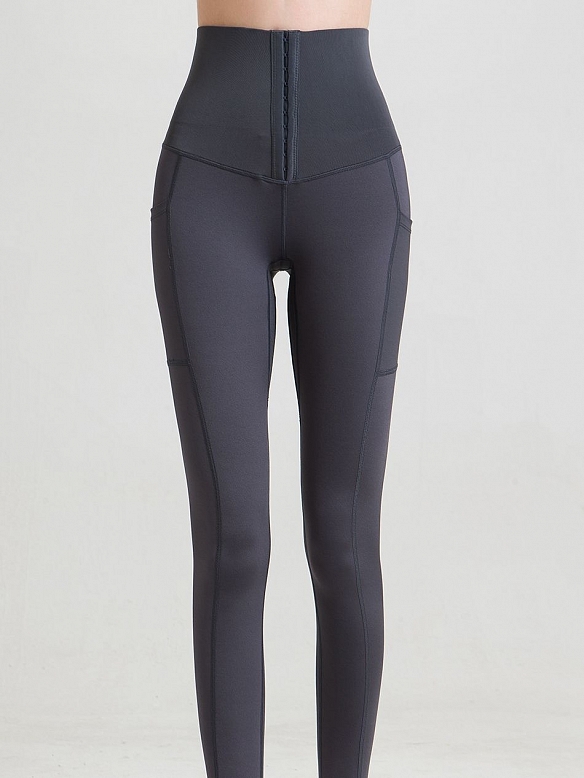Damen Bauchweg Leggings mit Taschen HS496