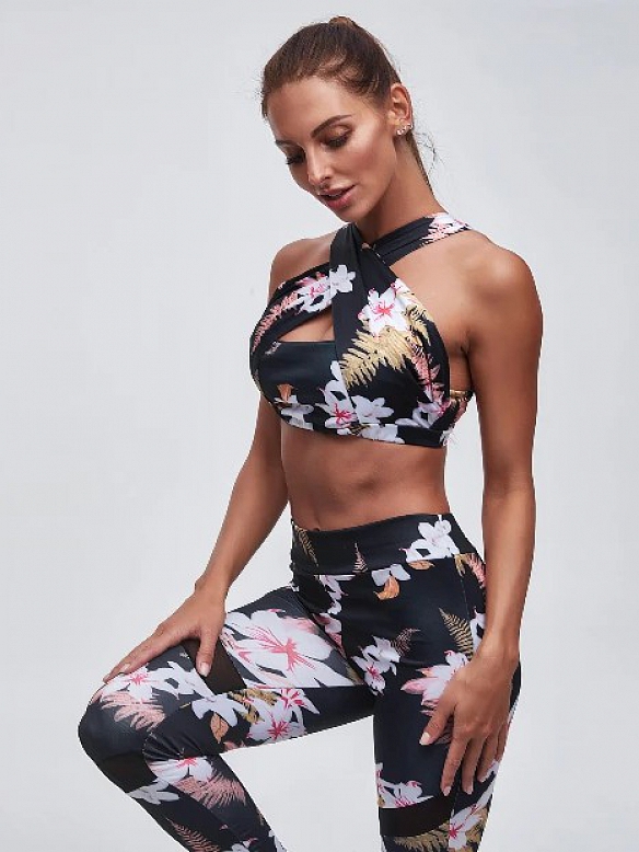 Damen Yoga-Set mit Blumendruck ST058