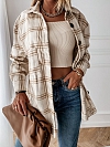 Damen Karierte Oversized Langarmshirt  FT196