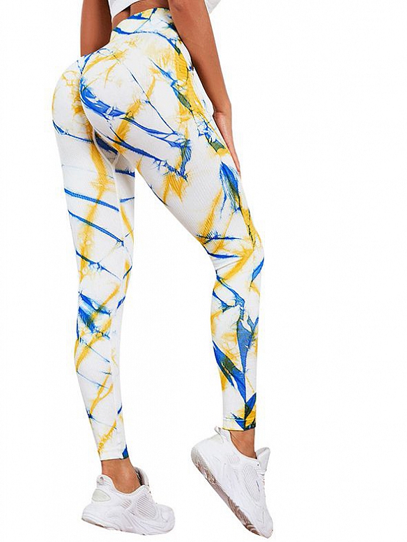 Tie-Dye Krawatte Druck hohe Taille hüftstraffende Übung und Fitness-Hose HS717