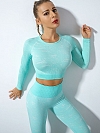 Hohe Taille Tummy Tuck Yoga Hose offener Hals Sport Set ST269