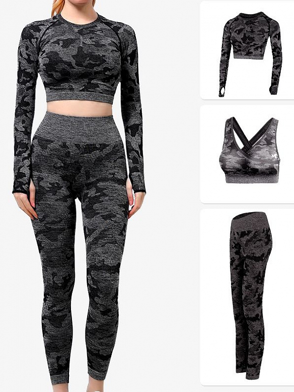 Tarnfarbenes Yoga-Bekleidungs-Fitness-Set   ST229