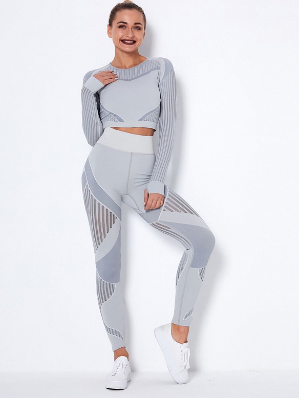 Nahtlos ausgeschnittenes, feuchtigkeitstransportierendes Yoga-Set ST215