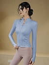 Top Women's Stand Up Neck Zip Shirt Running Gym Long Sleeve PF022